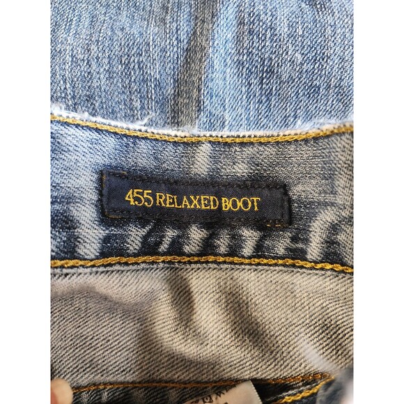 Lucky Brand 455 Relaxed Bootcut Wide Leg Jeans Men's 32X34 Distressed Denim USA - Picture 11 of 14